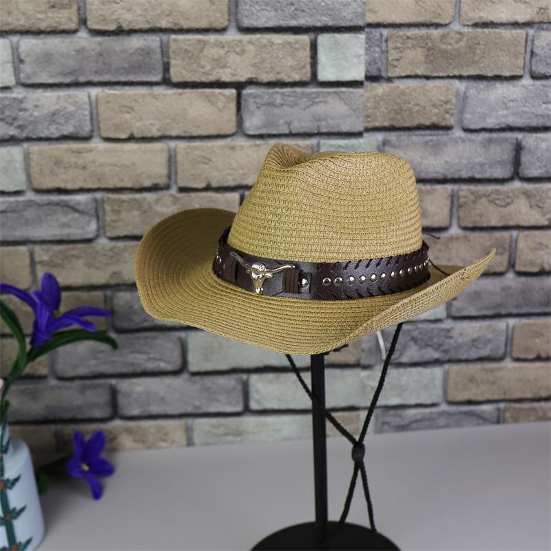Tibetan hot-selling summer men's and women's versatile western denim straw hat sunshade sunscreen hat new big-brimmed top hat