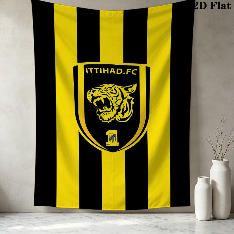 Alittihad Club Wall Tapestry Aesthetic Wall Hanging Printed Fabric Blanket Decorative Tapestries For Bedroom Living Room Home Decor