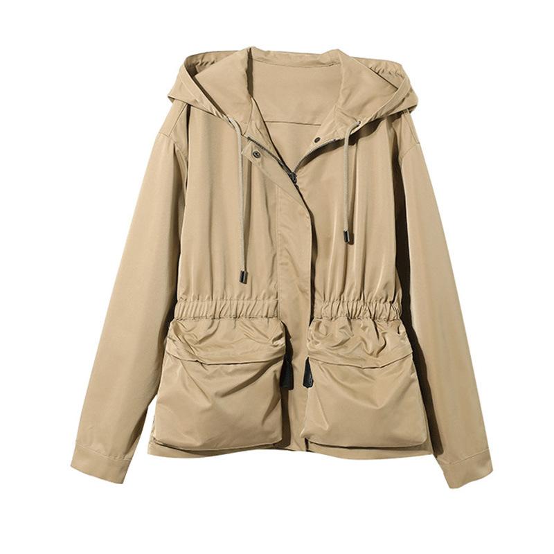 

Магический рукав Кулиска Модная куртка-ветровка с капюшоном для женщин Новинка Карман Свободный Повседневный топ XL хаки