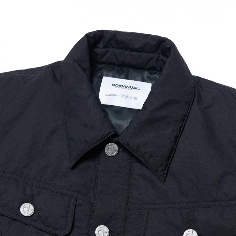 NOMANUAL Padded Nylon Trucker Jacket   Black
