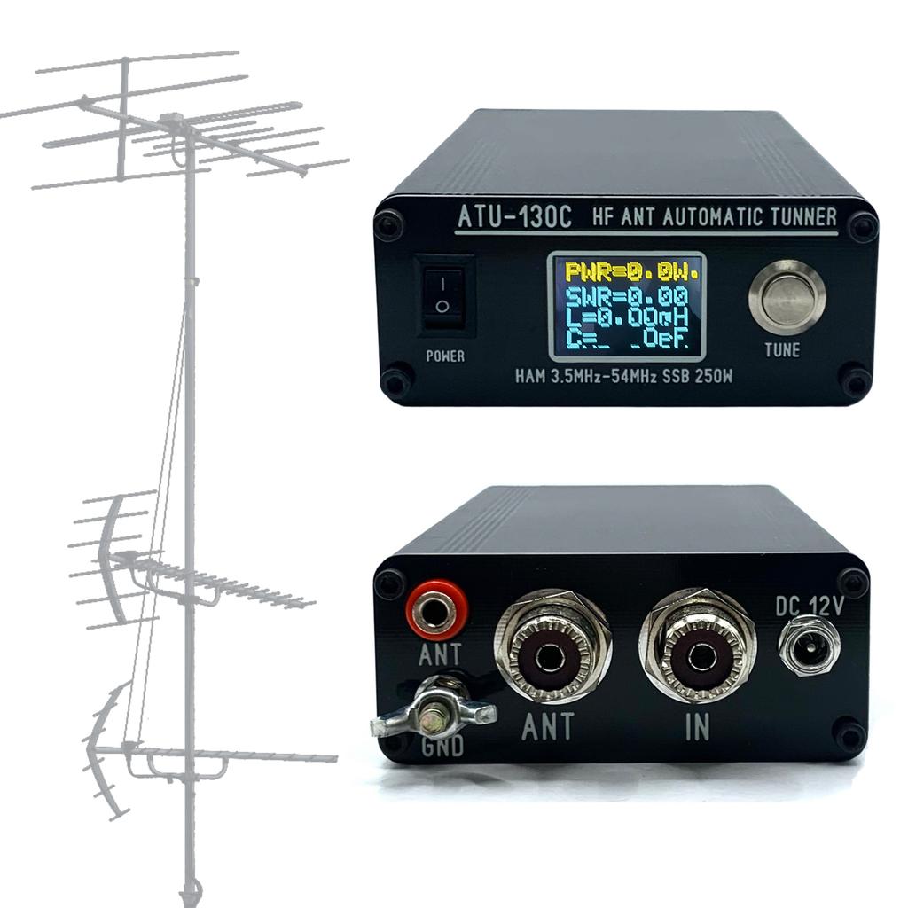 ATU130 3.5-54MHz 250W Antenna Tuner Automatic Antenna Tuner Micro Antenna Tuner Mini Antenna Tuner for Home Vehicle Radio Use