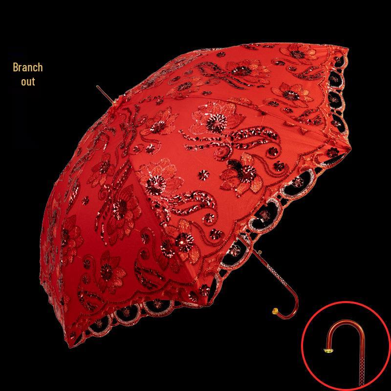 Red Chinese Wedding Umbrella for Bride's Welcome and Dowry