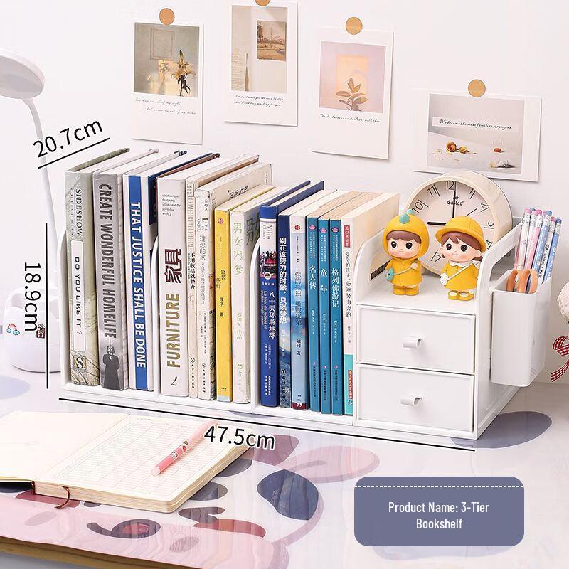 MiLing Desktop Organizer with 3-Tier Shelf & Drawers