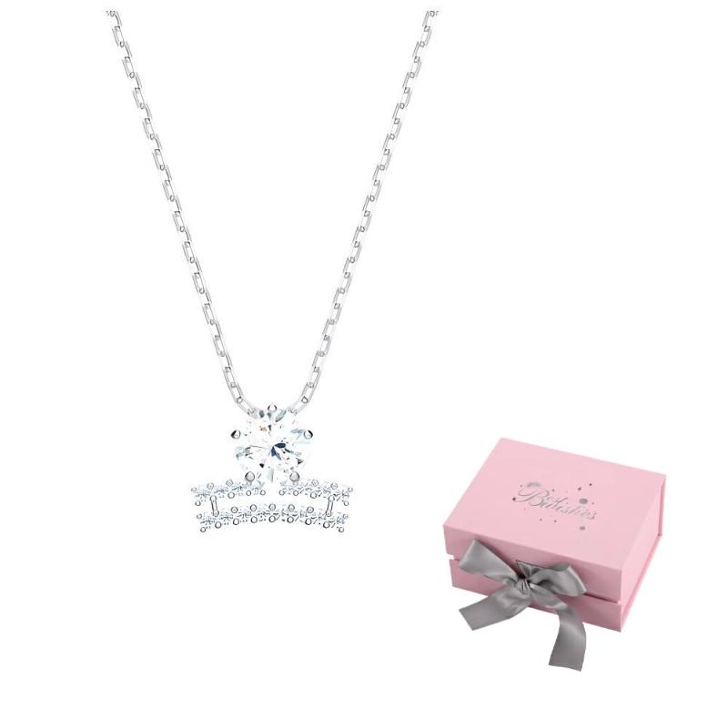 Swarovski Necklaces Womens Silver F-Pink bow gift box
