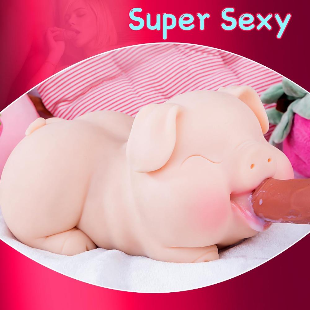 Männer Masturbationsbecher Doppelkanal Analsex Süßes Schweinchen Liebliche Puppe Weich Bestialität Erotisch Vaginal Anal Oralsex Taschenmuschi Weiblicher Sex Torso Erwachsenenspielzeug