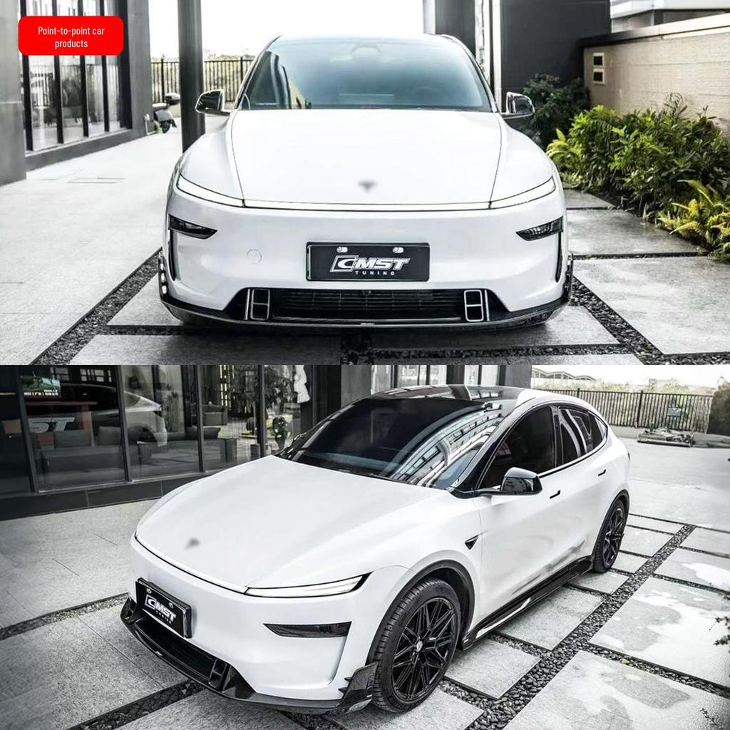 Tesla Model YL CMST Style Real Carbon Fiber Front & Rear Lip Hood Kit