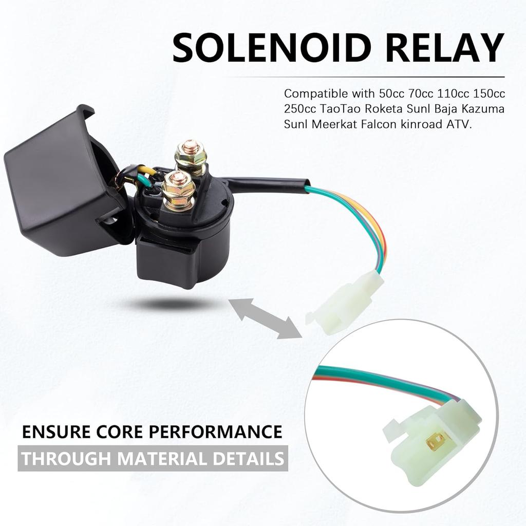Ignition Coil 5-PIN CDI Box Solenoid 4-PIN Relay Voltage Regulator Spark Plug Kit For 50Cc 70Cc 90Cc 110Cc 125Cc ATV Chinese Go Kart Dirt Bike Pit
