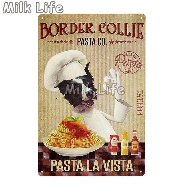 Metal Tin Sign Vintage Funny Border Collie Dog for Coffee Bathroom Toilet Pet Shop Home Sweet Home Sign Bedroom Art Wall Decor