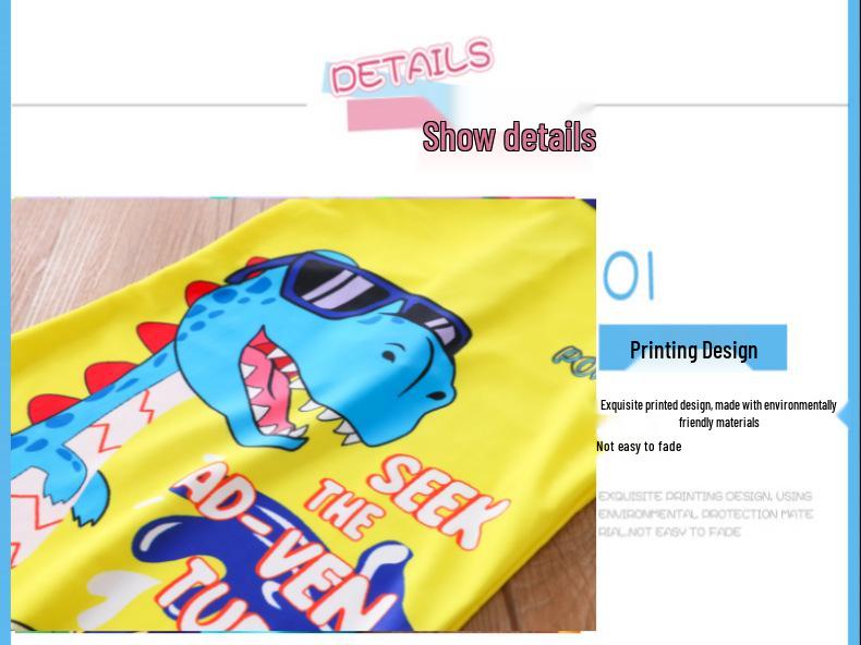 UPF50+ Boys' Cartoon One-Piece Swimsuit for Kids - Sun Protection for Hot Springs & Pools