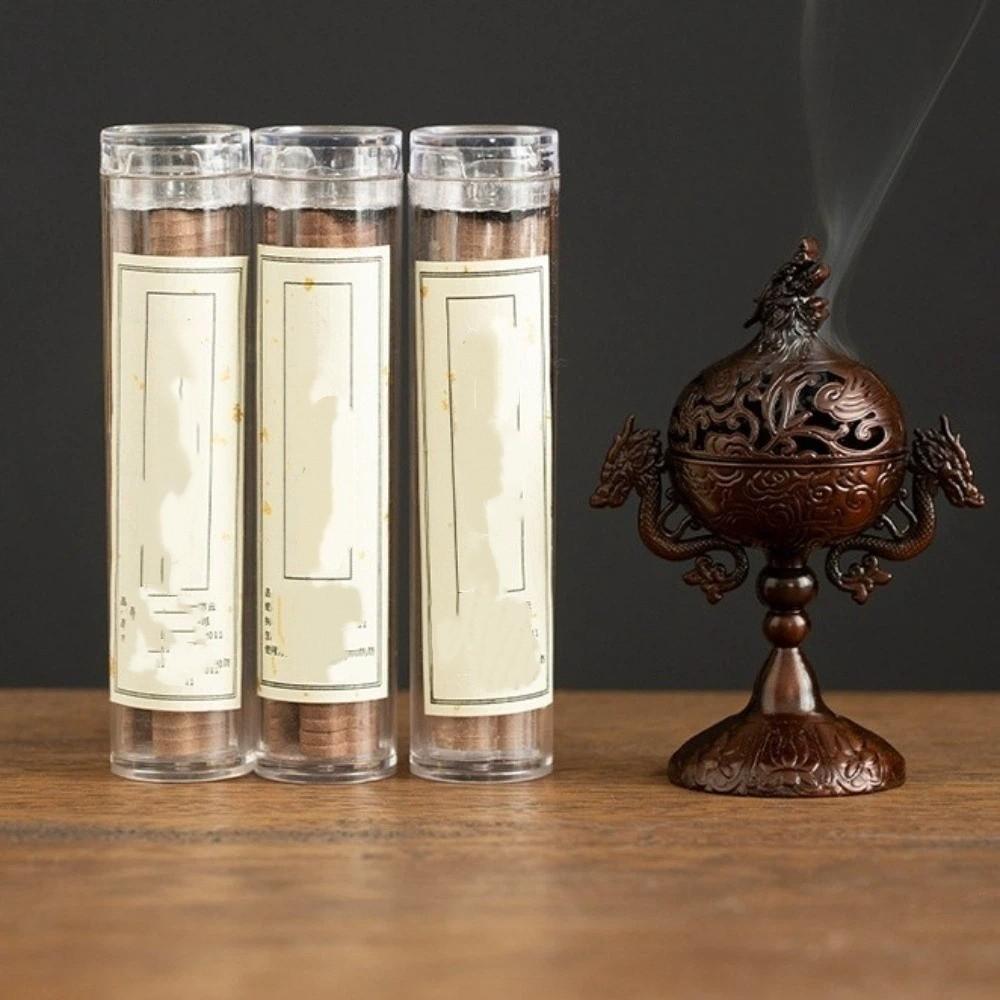 Vintage Alloy Incense Burner Hollow Out Handmade Sandalwood Incense Burner with Lid Double Dragon Aroma Burner Office Decoration