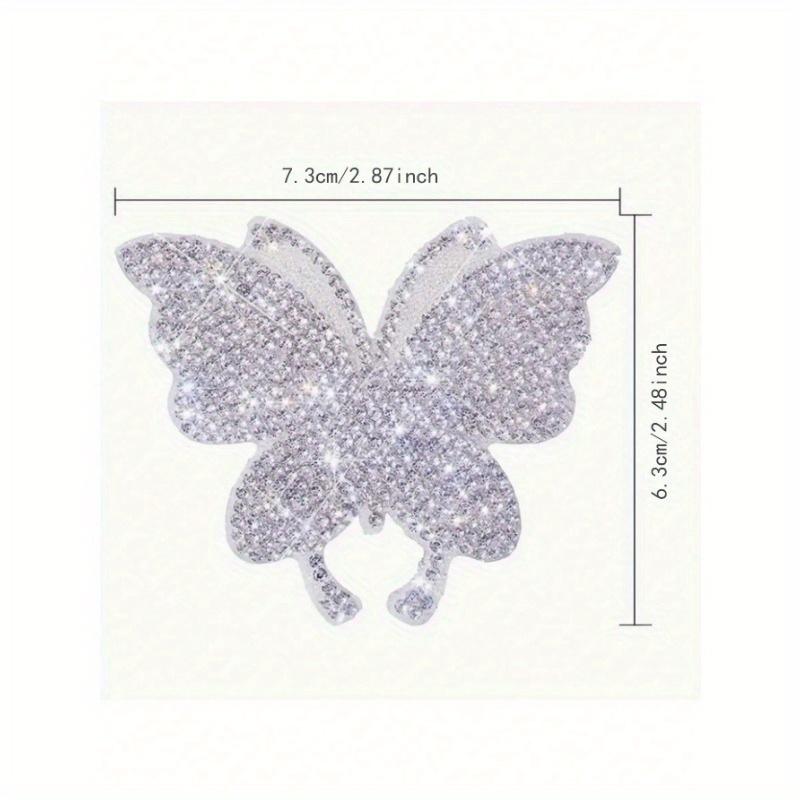 

1pc Shiny Butterfly Car Sticker Sets - Crystal Rhinestone Vinyl Decals For Women And Girls, Glittering Car Exterior Accessories серебряный