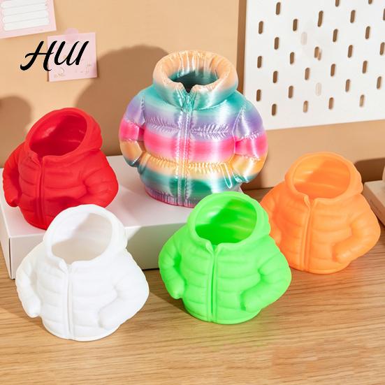 Marker And Pencil Holder Puffer Jacket Pen Holder, 3D Printed Desk Organizer, Novelty Stationery Cup for Office Home, Creative Gift Kids Students