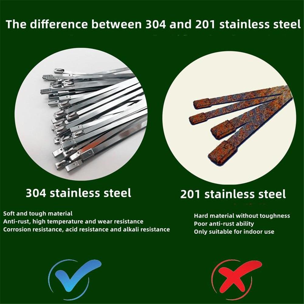 304 Stainless Steel Cable Ties Self-locking Ties High Temperature Resistant Metal Ties Wire Ties