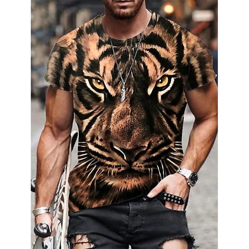 3D digital printing men's T-shirt, casual round-neck short-sleeved