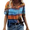 Women's Floral Print T-Shirt V Neck Short Sleeve Loose Casual Summer Top