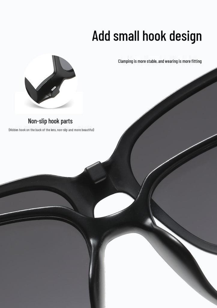 Occhiali da Sole Magnetici Polarizzati Clip-On per Miopia - Protezione UV, Montatura Quadrata, Visione Notturna, Unisex