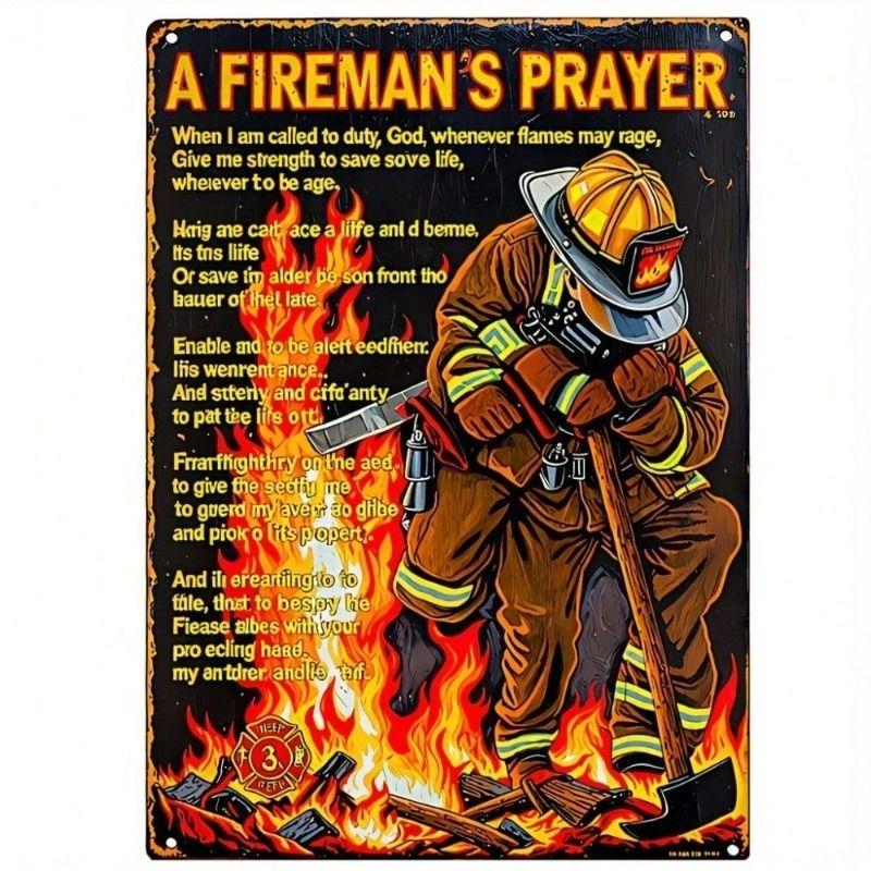 

Vintage Firefighter Prayer Metal Poster Wall Art for Bar Garage Gift