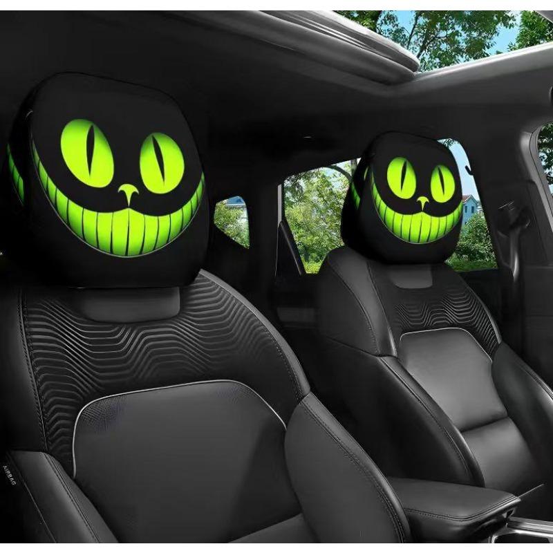 2PCS Funny Cartoon car headrest Cover, Cute Funny Eyes, Suitable for Halloween, Christmas car Universal Elastic Models Funny Decoration