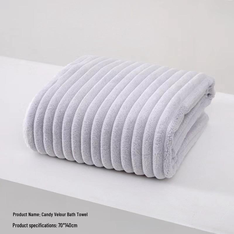 Coral Fleece Quick-Dry Candy Stripe Bath Towel: Super Soft, Large, Thickened, Colorful, and Absorbent.