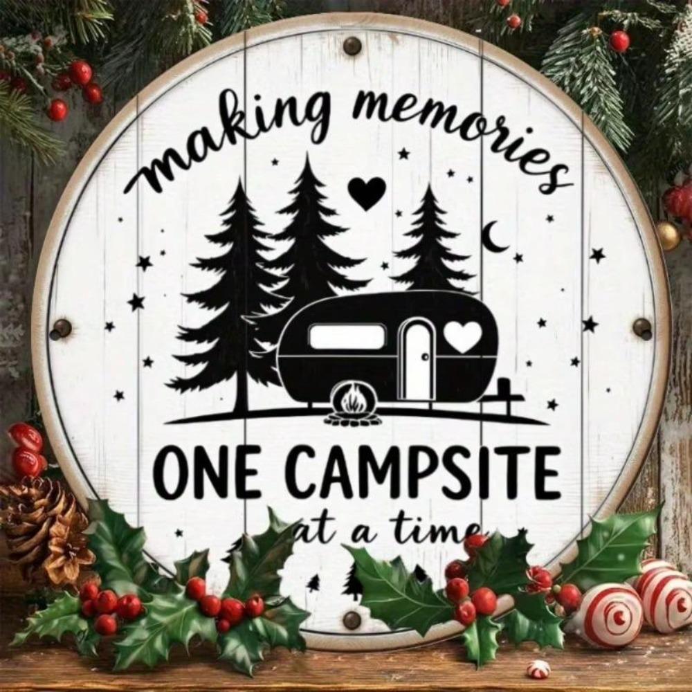 Segno Metallico Divertente a Forma di Camper Vintage Decorazione Murale Design Rustico da Campeggio