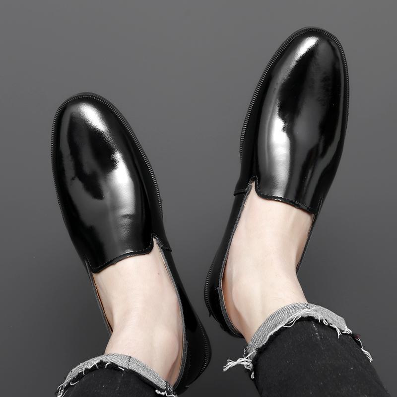 Fashion Flat Bottomed Men's Leather Shoes Black and White Style Office and Leisure Party Comfortable Work Plus Size Slip On Daily Shoes