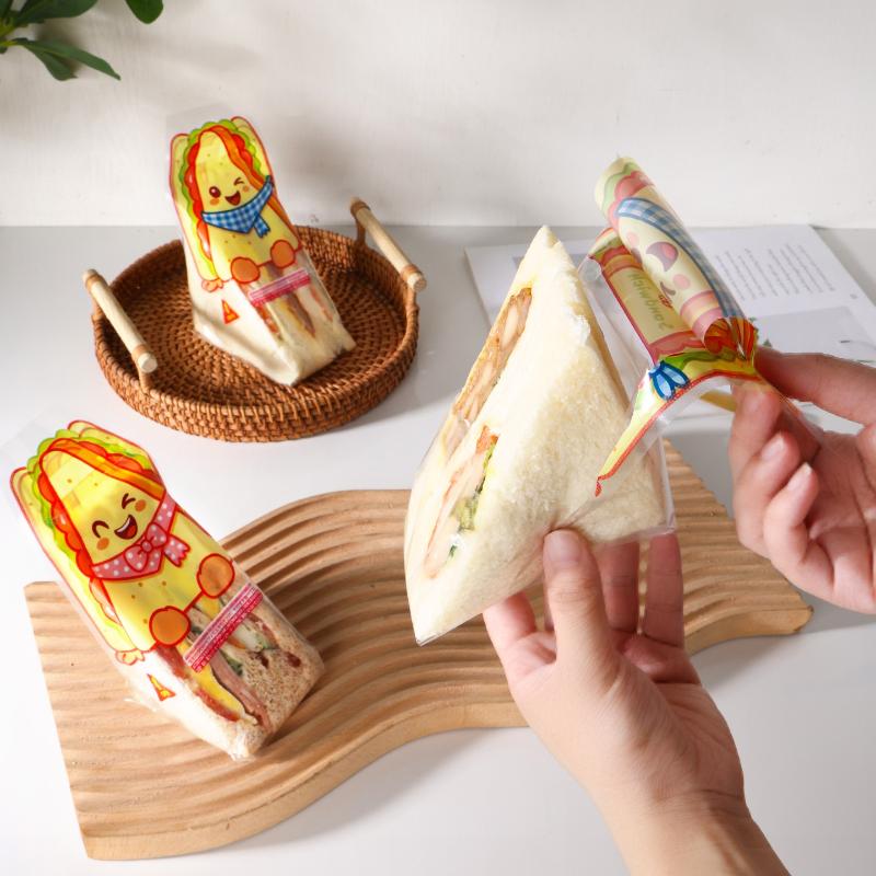 Triangular Sandwich Packaging Paper Leak-Proof Clear Bags 20/100 PCS for Morning Breakfast Sandwich Toast Wrapping