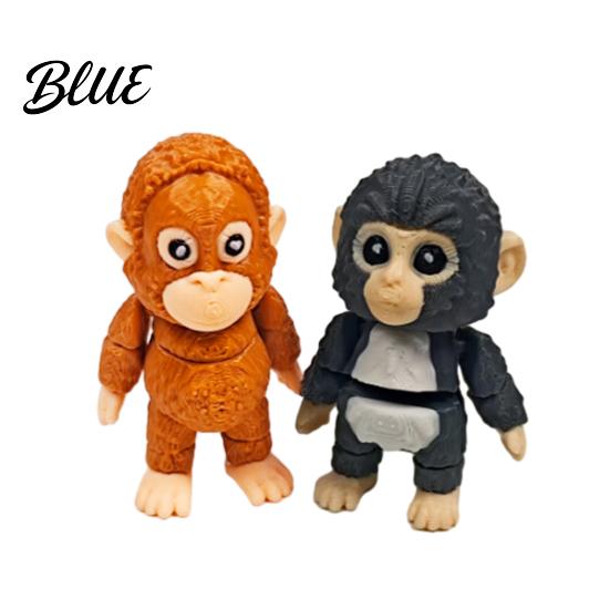 Living Room Monkey Ornament 2Pcs 3D Printed Figurine Movable Joints Mini Orangutan Desktop Statue Fidget Toy Home Office Decoration Decor