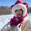 Cute Fluffy Hats Glove Sets Lei Feng Hat Plush Bear Hat Winter Earmuffs  Cold Weather
