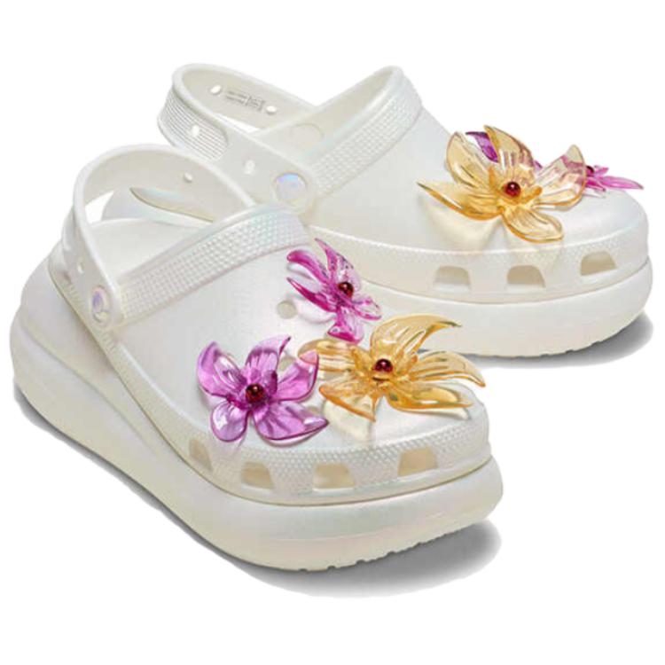 Crocs Women White EVA Round Toe Platform Breathable Outdoor Clogs 211629-100