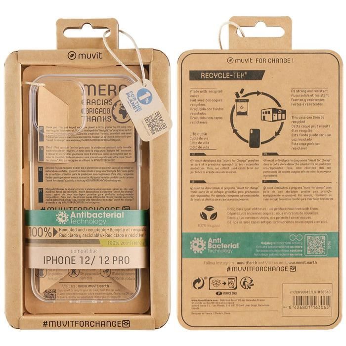 RECYCLETEK Hülle Transparent MUVIT for Change MCCRS0046 Für Apple IPHONE 12-12 Pro