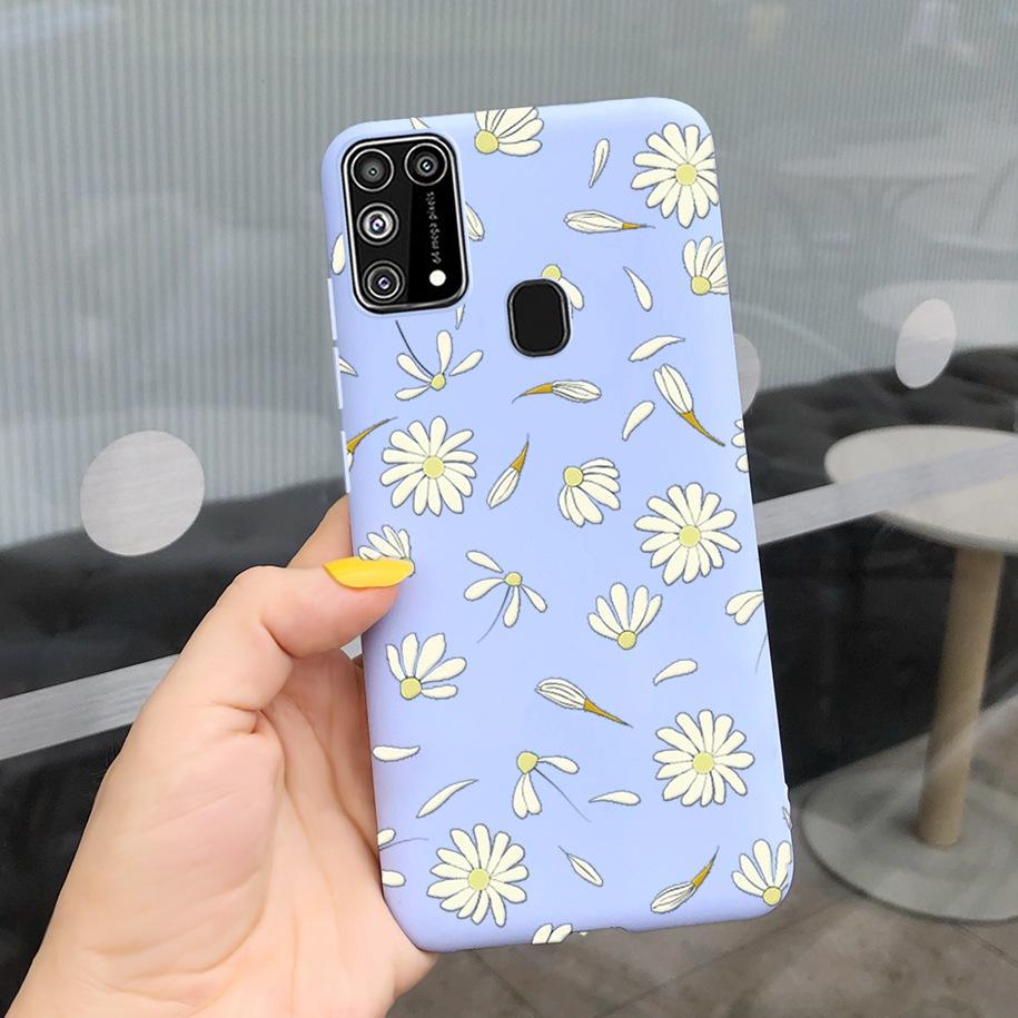 Silikonový kryt Pro Samsung M31 M 31 Obal Čerstvá květina Pírko Nárazuvzdorný kryt telefonu Pro Samsung Galaxy M31s M31 s M315 M317 Etui