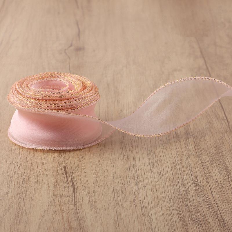10 yards Rotolo di nastro di organza di colore pieno con bordo ondulato a coda di pesce per bouquet di fiori, regali, confezioni, decorazioni per feste di nozze