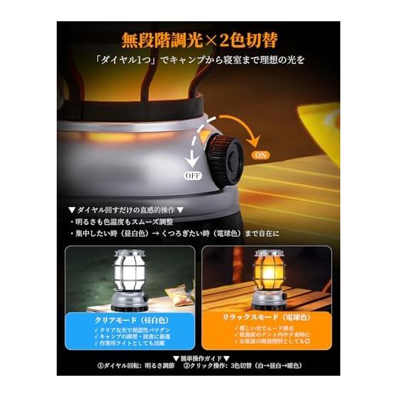 [BOOMAX] LED Lantern Rechargeable 2000mAh Large Capacity Compatible with Solar Charging/USB Charging Waterproof IPX4 Camping Light 2 Color Dimming
