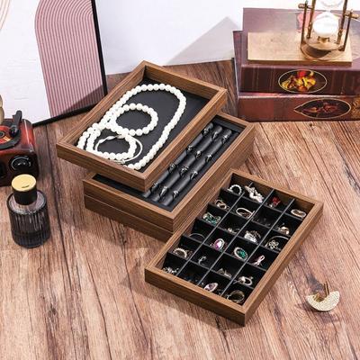 12/24 Grids Wooden Jewelry Tray Velvet Jewelry Display Tray Jewelry Organizer  Jewelry Seller