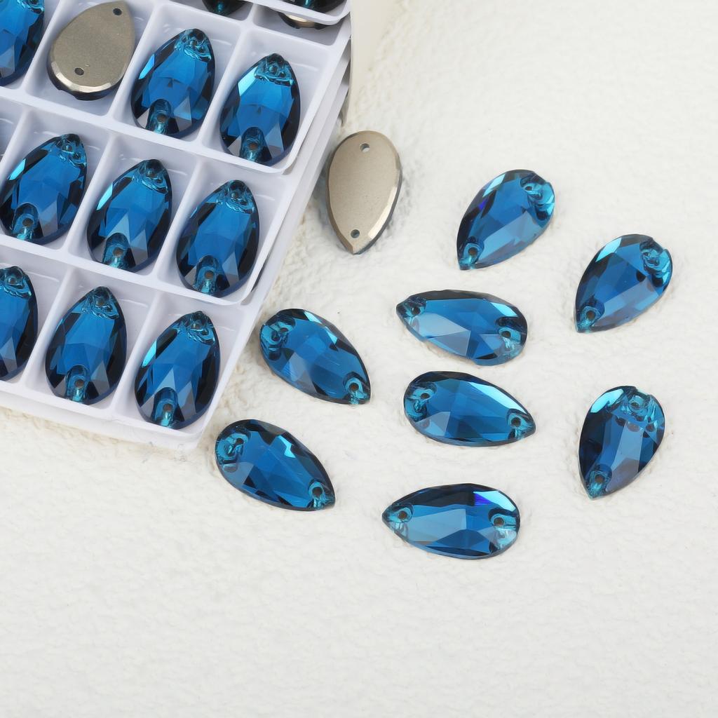 K9 Weichen Glass Boutique Hand-Sewn Drill Flat Bottom Double Hole Water Drop Flat Buckle Ab Special-Shaped Colored Diamond Diy/Double Hole Gem Drill