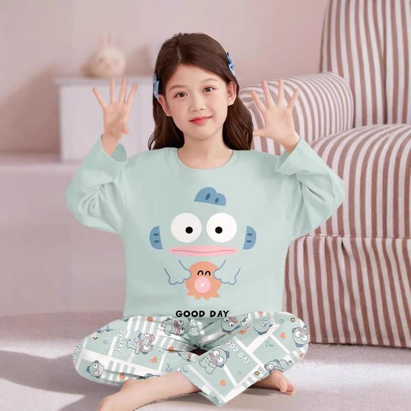 Girls Long Sleeve Cotton Pajama Set Cartoon Print Home Sleepwear Ages 8 Fall Comfortable Kids Loungewear