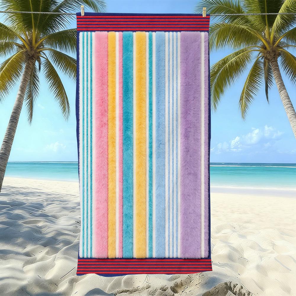 Populaire gestreepte bedrukte strandlaken Sneldrogend Zandvrij Volwassen Zwem Bad Handdoek Microvezel Handdoek