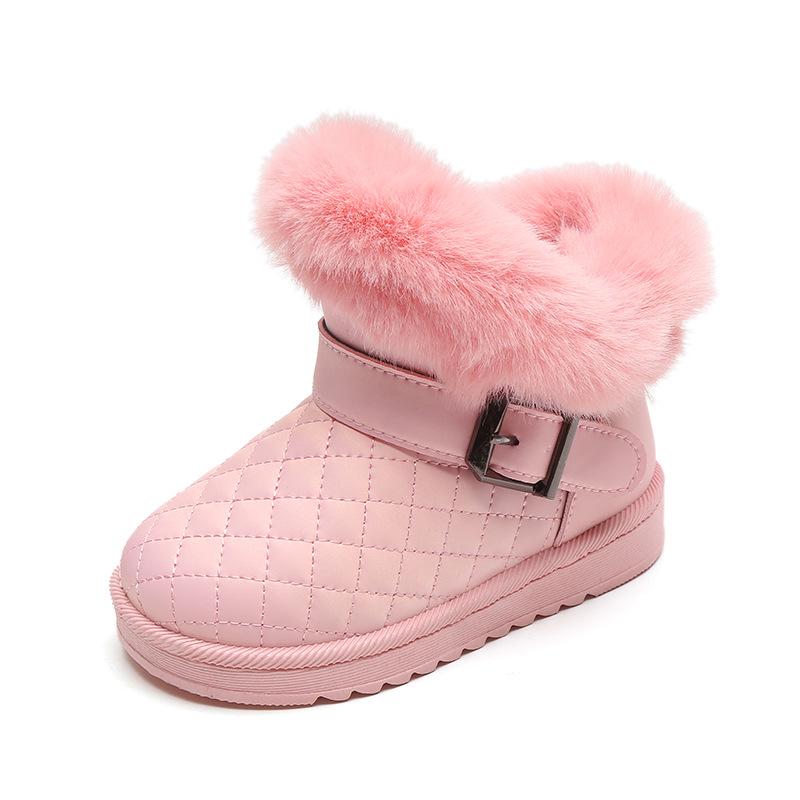Bottes d'hiver imperméables pour filles doublées en polaire - Antidérapantes, chaudes chaussures de neige pour enfants