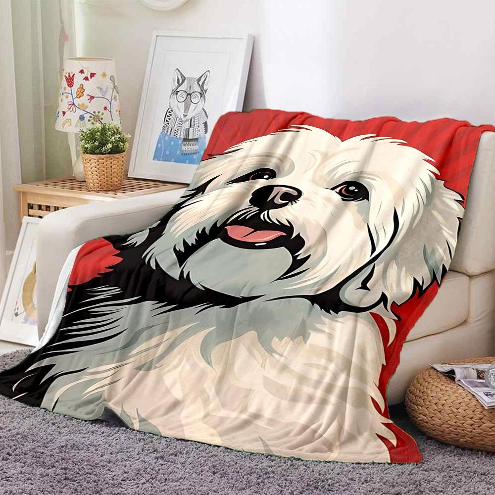 1pc Maltese Dog Blanket - Perfect Gift for Birthdays, Christmas & Halloween- Soft, Warm & Versatile Yy250909164