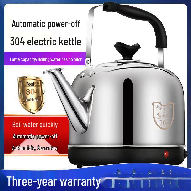 Large Capacity Stainless Steel Electric Kettle with Whistling, Auto Power Off, and Insulation