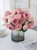 Artificial Flowers Vase for Home Decoration Accessories Wedding Scrapbook Peony Gift Box Arrangement Christmas Silk Rose Bouquet