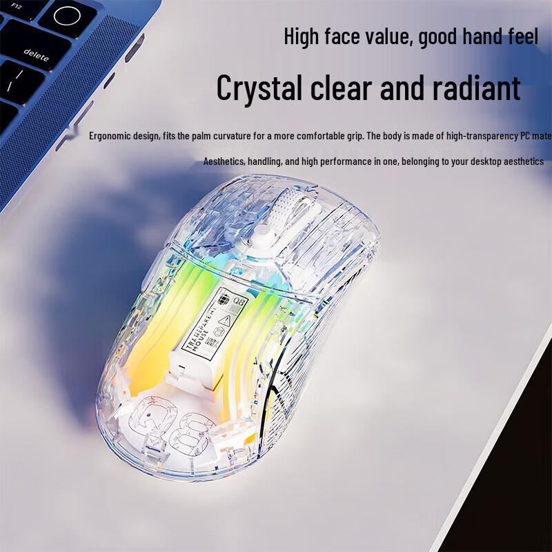 EWEADN Q8 Transparent Crystal Tri-Mode Mouse