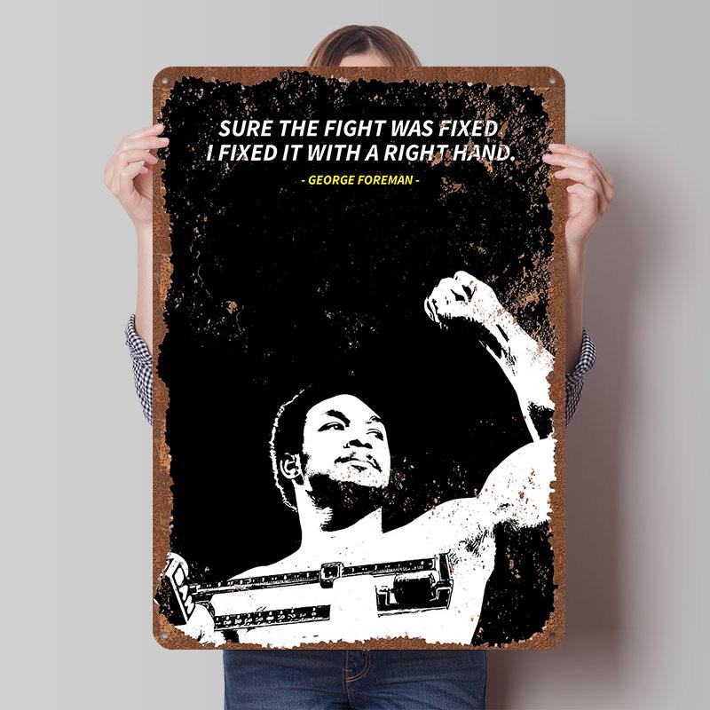 George Foreman Boxer Metal Posters Custom Vintage Metal Signs Wall Art Tin Plaque for Man Cave Bar Accessories Home Decoration