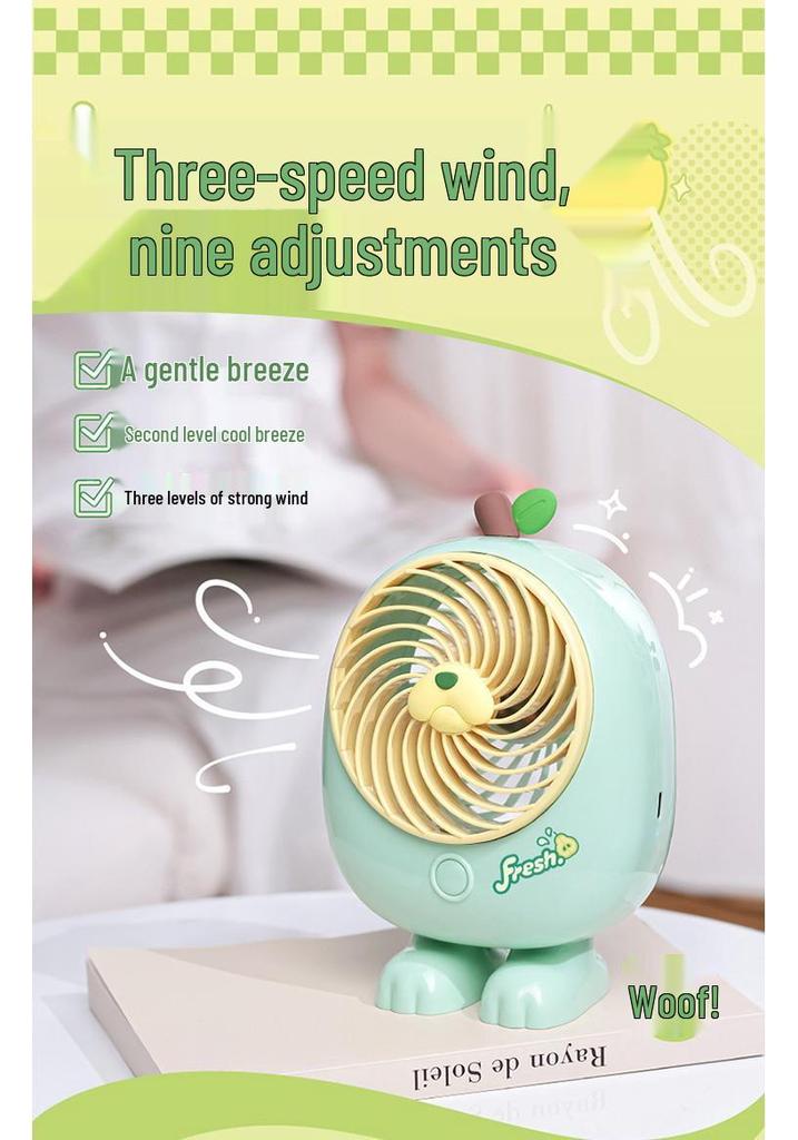 USB Rechargeable Cartoon Small Desktop Fan - Quiet for Dorms & Offices