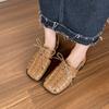 Fashion Flat Shoes Summer New Square Head Open Toe Hollow Front Lacing Soft Sole Anti-slip Wear-resistant Low-top Shoes