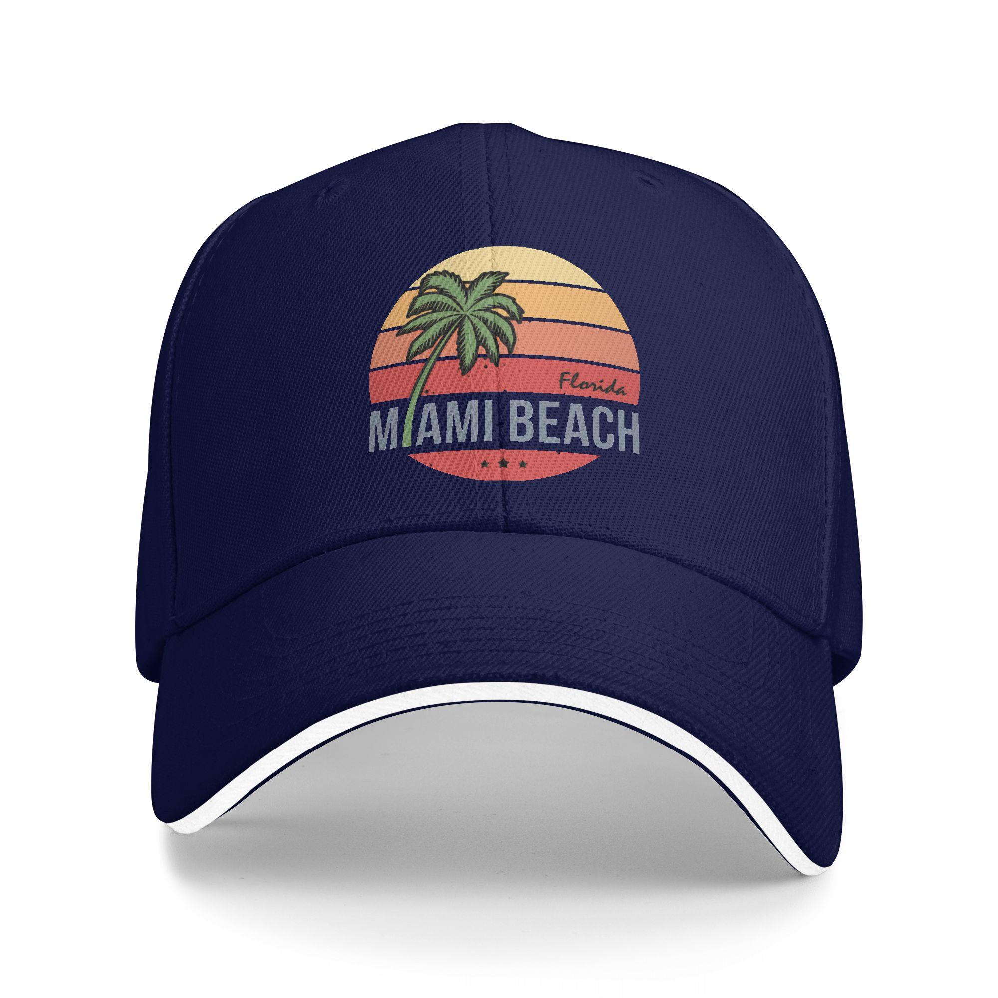 

Summer Miami Beach Palm Baseball Cap Hiking Fishing Street Style Print Sun Hip Hop Hats Couple Women Hot Sale Baseball Caps One Size
