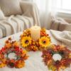 Ahornblätter Herbst Kerzenring Kranz Lichtbeständige Beeren Tannenzapfen Kerzenring Thanksgiving Tag