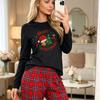 Autumn and winter new Christmas popular red plaid European and American style comfortable long-sleeved pajama set