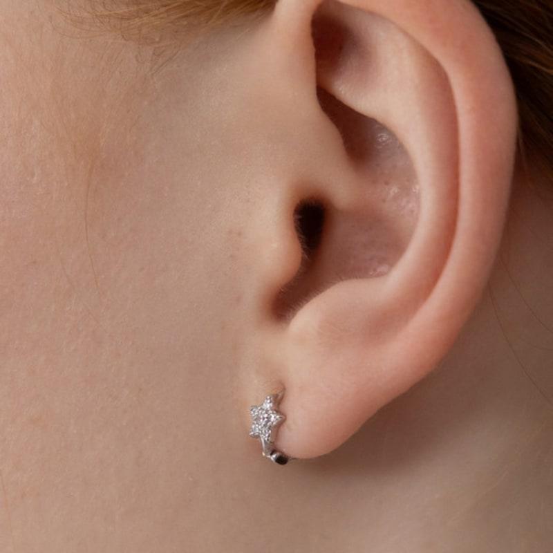 TATIANA (925 Silver) Crystal Starlet Hoop Earrings EC3230