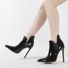 Liyke  Spring Black Patent Leather Women Pumps Shoes Sexy Pointed Toe Zip Ankle Boots Party Stripper Heels Modern Booties